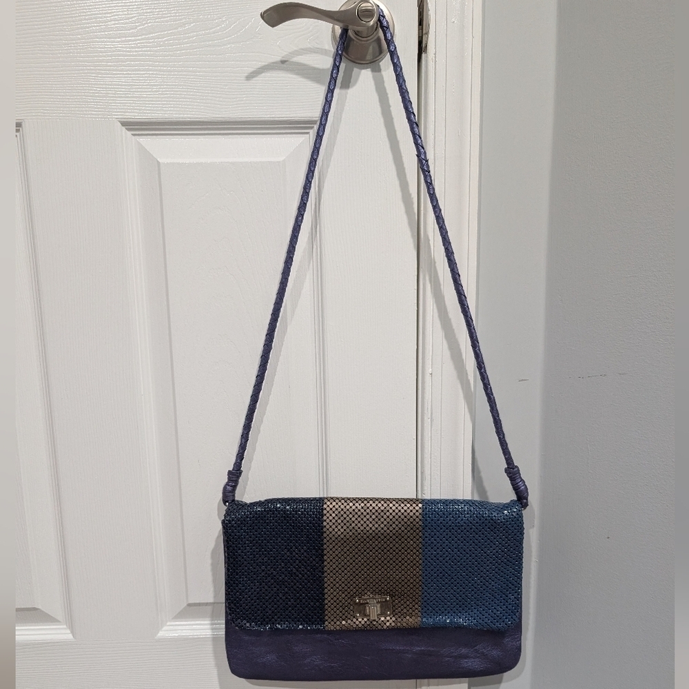 Elliott Lucca Blue and Taupe Shoulder/Crossbody Bag